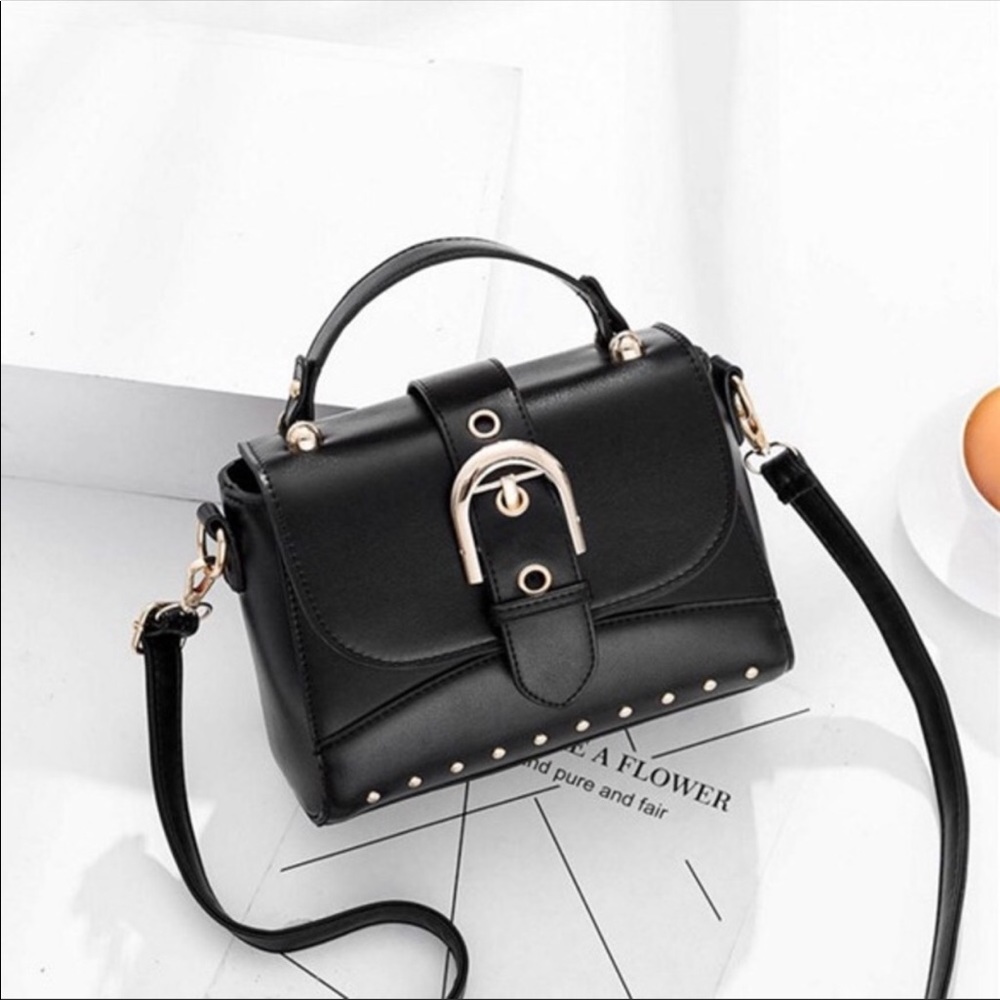 Black Vegan Leather Crossbody Bag
